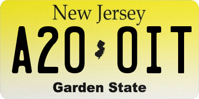 NJ license plate A20OIT
