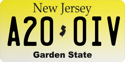 NJ license plate A20OIV