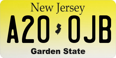 NJ license plate A20OJB
