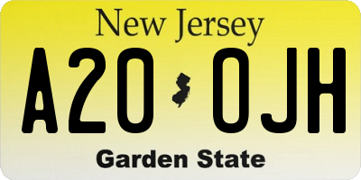 NJ license plate A20OJH