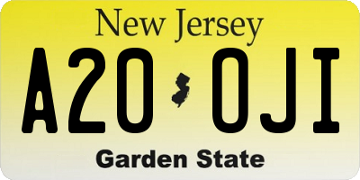 NJ license plate A20OJI