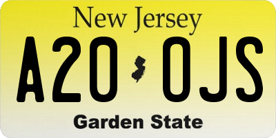 NJ license plate A20OJS