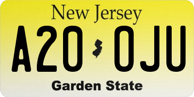 NJ license plate A20OJU