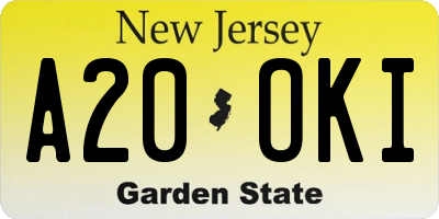 NJ license plate A20OKI