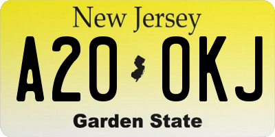 NJ license plate A20OKJ