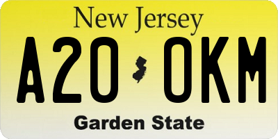 NJ license plate A20OKM