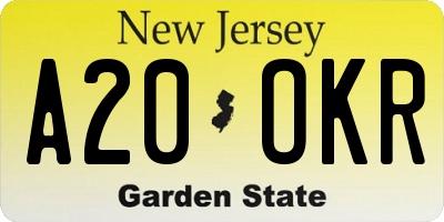 NJ license plate A20OKR