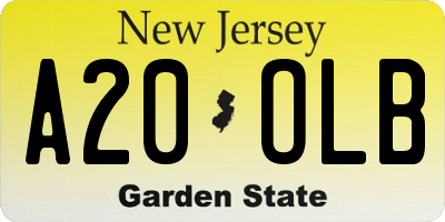 NJ license plate A20OLB