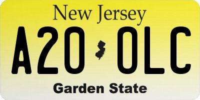 NJ license plate A20OLC