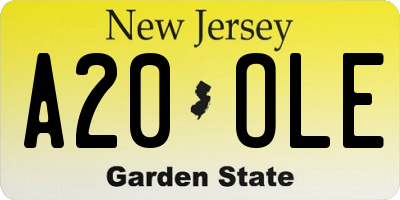 NJ license plate A20OLE