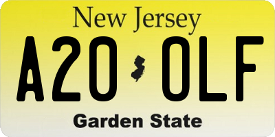 NJ license plate A20OLF
