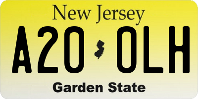 NJ license plate A20OLH