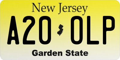 NJ license plate A20OLP