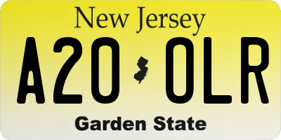 NJ license plate A20OLR