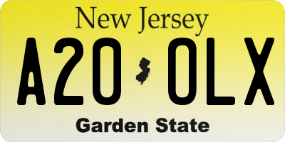 NJ license plate A20OLX