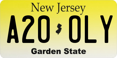 NJ license plate A20OLY