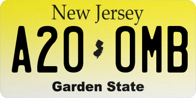 NJ license plate A20OMB