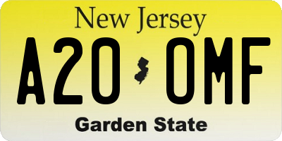 NJ license plate A20OMF