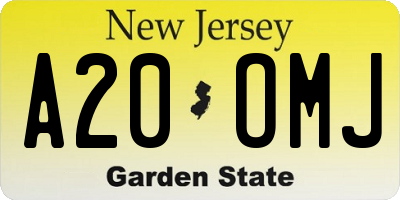 NJ license plate A20OMJ