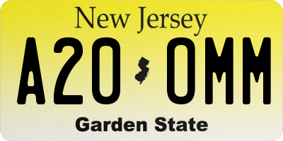 NJ license plate A20OMM