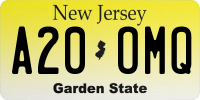NJ license plate A20OMQ