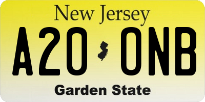 NJ license plate A20ONB