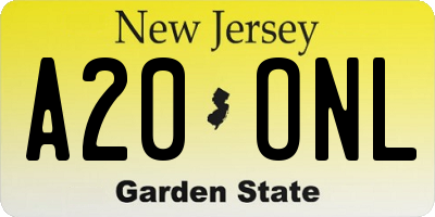 NJ license plate A20ONL