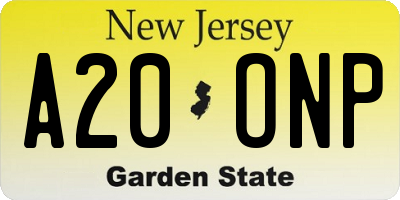 NJ license plate A20ONP
