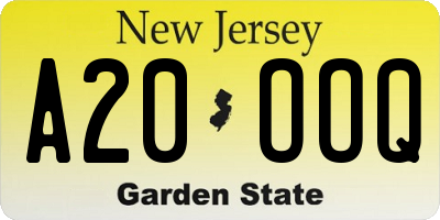 NJ license plate A20OOQ