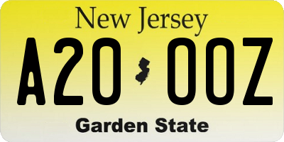 NJ license plate A20OOZ