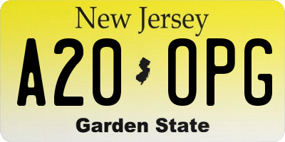 NJ license plate A20OPG