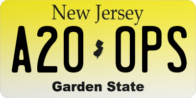 NJ license plate A20OPS
