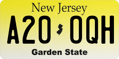 NJ license plate A20OQH