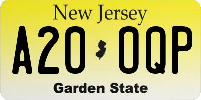 NJ license plate A20OQP