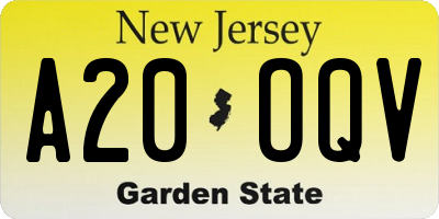 NJ license plate A20OQV