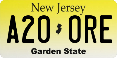 NJ license plate A20ORE