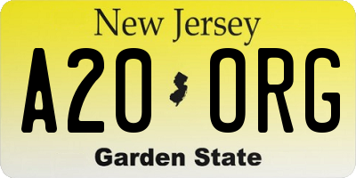 NJ license plate A20ORG