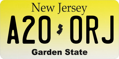 NJ license plate A20ORJ