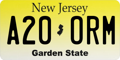 NJ license plate A20ORM
