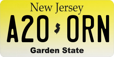 NJ license plate A20ORN