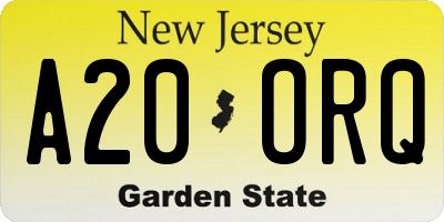 NJ license plate A20ORQ