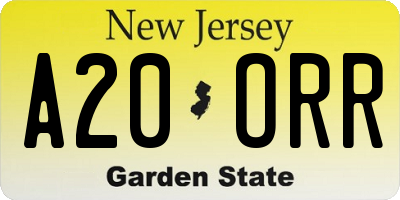 NJ license plate A20ORR