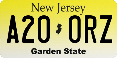 NJ license plate A20ORZ