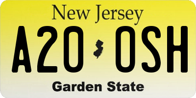 NJ license plate A20OSH