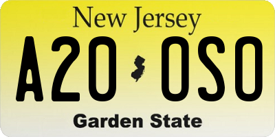 NJ license plate A20OSO