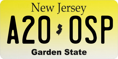 NJ license plate A20OSP