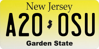 NJ license plate A20OSU