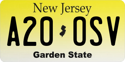 NJ license plate A20OSV