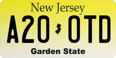 NJ license plate A20OTD