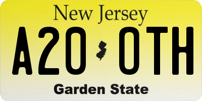 NJ license plate A20OTH